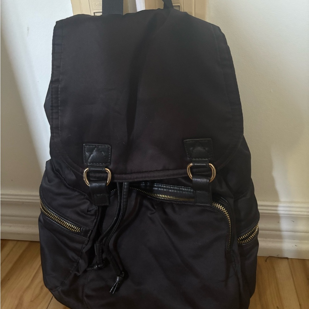 Elegant Satin Black Backpack for Women